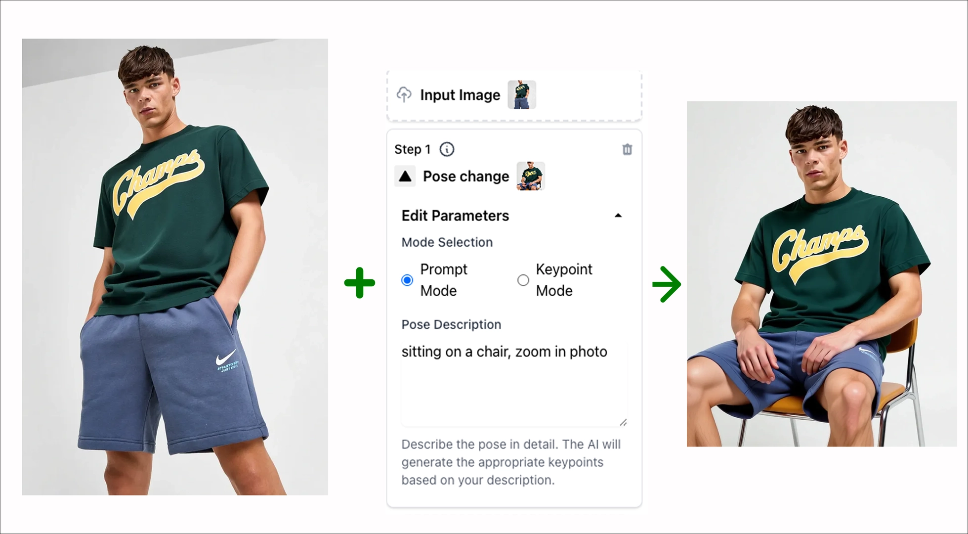 Pose Change from standing to seated while preserving garment