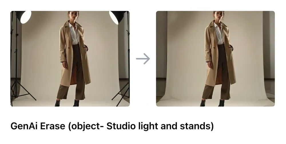 Removing studio equipment from fashion shot