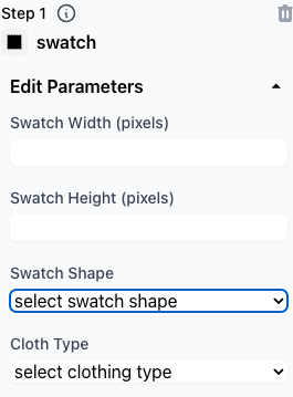 Interface showing Zyng AI swatch control parameters